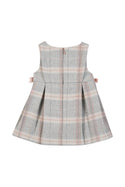 Grey Pink Plaid Bow Jumper