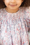 Pink and Grey Floral Smocked Dress