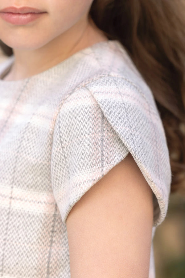 Grey Pink Plaid Dropwaist Dress
