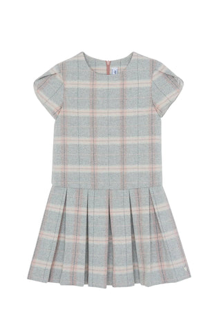 Grey Pink Plaid Dropwaist Dress