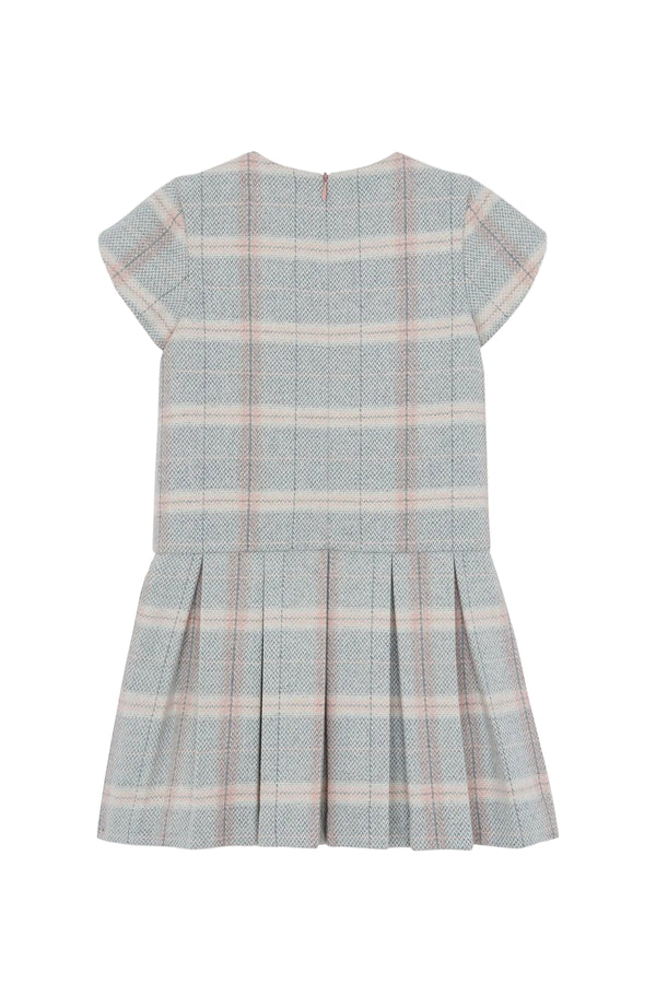 Grey Pink Plaid Dropwaist Dress
