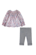 Pink and Grey Floral Blouse Ensemble