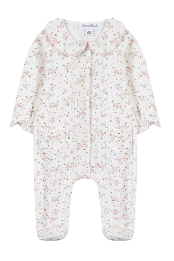 Ivory Pointelle Rose Footie