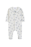 White Blue Velour Teddy Bear Footie