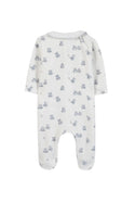 White Blue Velour Teddy Bear Footie