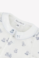 White Blue Velour Teddy Bear Footie
