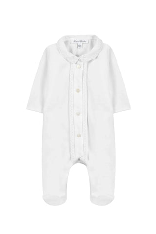 White Velour Rikrak Stitch Footie