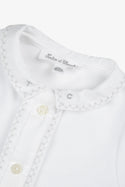 White Velour Rikrak Stitch Footie