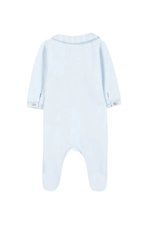 Blue Velour Sleeping Bear Footie