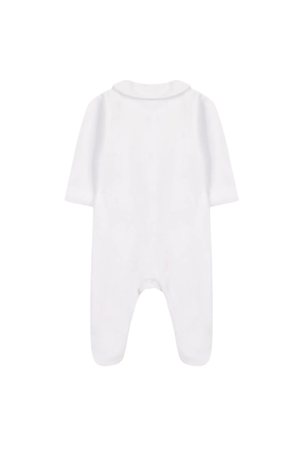White Velour Sheep Embroidered Footie