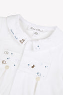 White Velour Sheep Embroidered Footie
