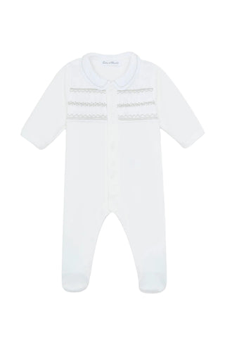 Ivory Smocked Cotton Footie