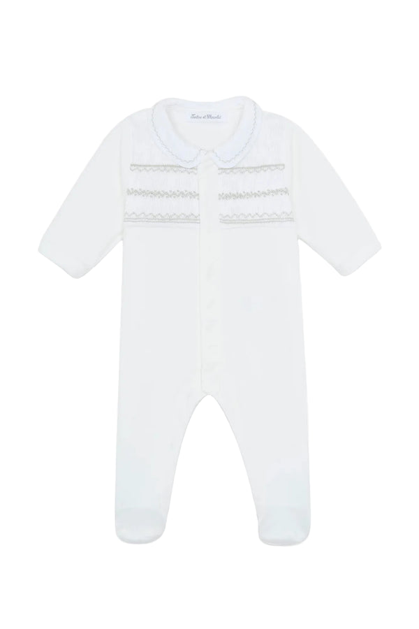 Ivory Smocked Cotton Footie