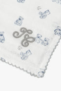 White Blue Teddy Bear Swaddle