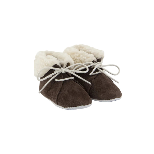 Baby Chestnut Shearling Trim Suede Shoe