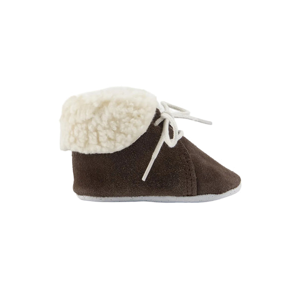 Baby Chestnut Shearling Trim Suede Shoe