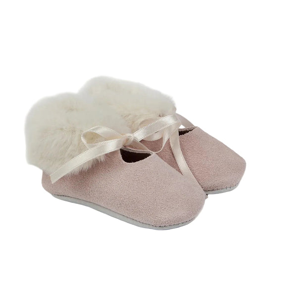 Baby Pink Bow Suede Shoes