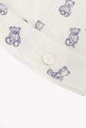 White Ribbed Blue Teddy Bear Hat