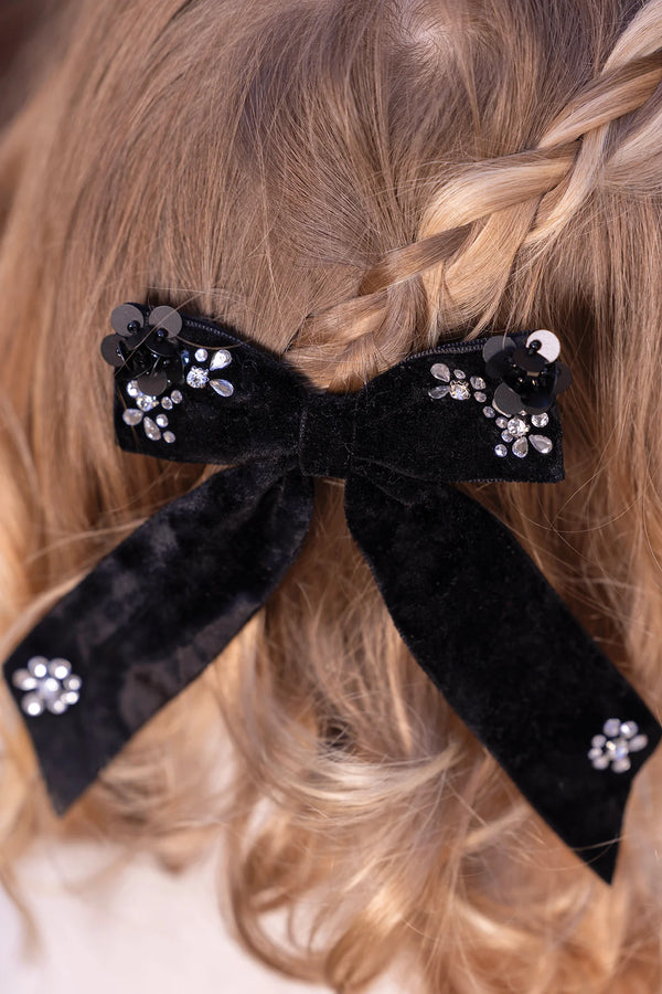 Black Velvet Large Bow Clip