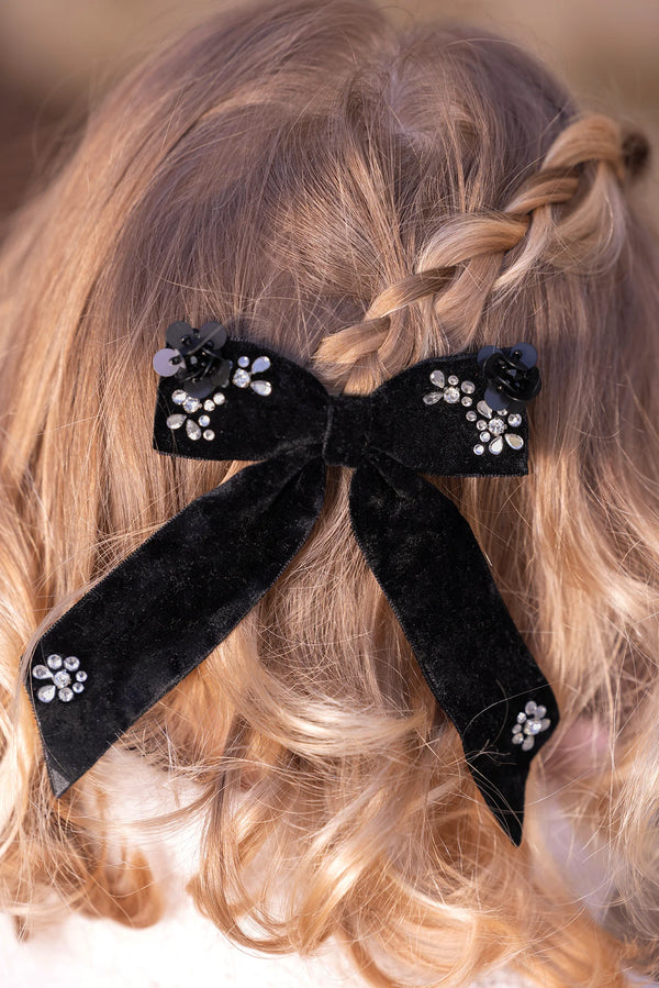 Black Velvet Large Bow Clip