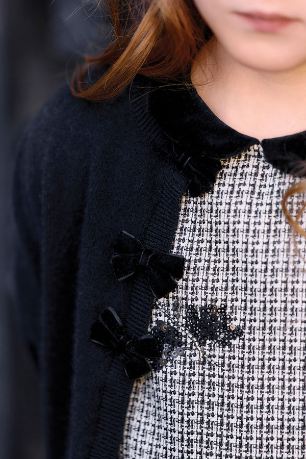 Black Velvet Bow Cardigan