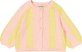 Yellow and Pink Baby Gulsah Stripe Cardigan