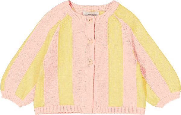 Yellow and Pink Baby Gulsah Stripe Cardigan