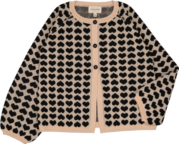 Black and Beige Heart Gulsah Cardigan