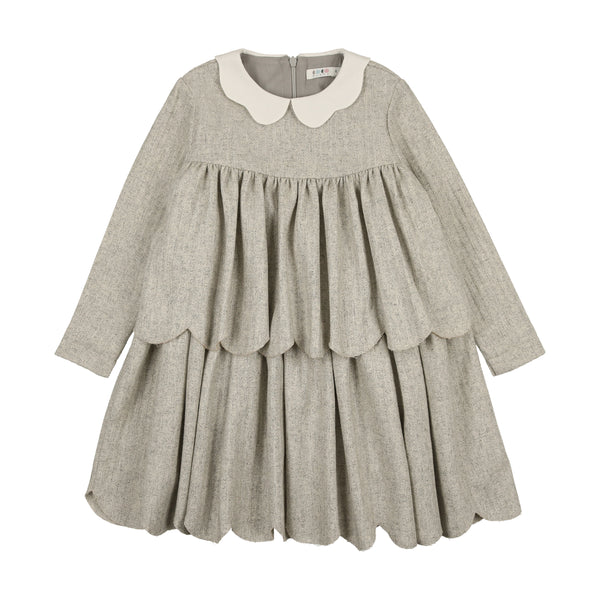 Light Grey Scalloped Dress