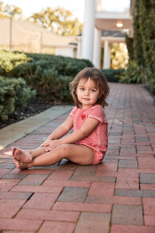 Coral and Pink Baby Striped Onesie