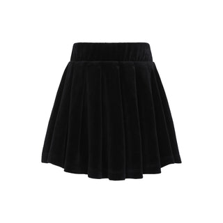 Black Velour Pleated Skirt