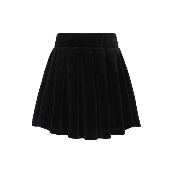 Black Velour Pleated Skirt