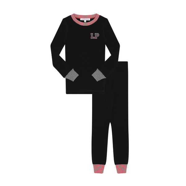 Black Varsity Pajama Set