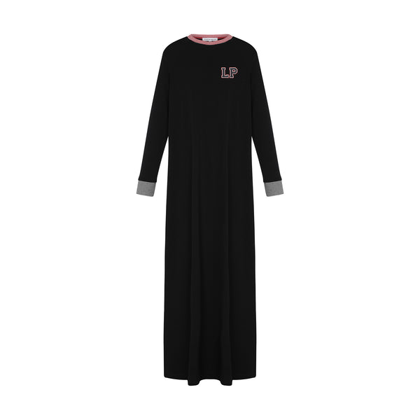 Black Varsity Maxi Nightgown