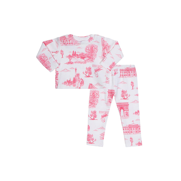 Ivory and Pink Toile Doll Pajamas