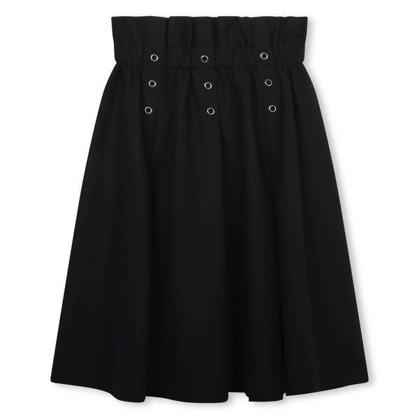 Black Pleats and Eyelet Long Skirt