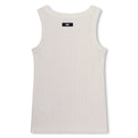 White Ribbed Tank Top with Logo