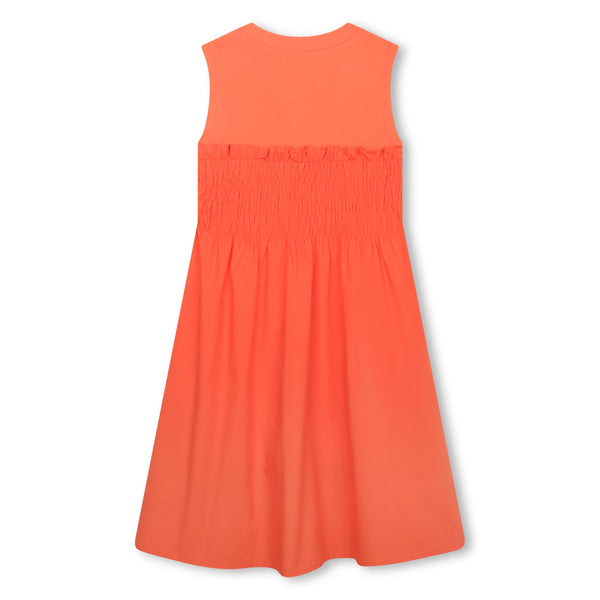 Apricot Smocked Cotton Sleeveless Dress