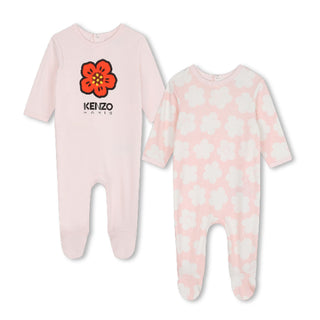 Pink Flower 2pc Footie Set