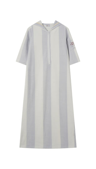 Grey Striped Long Terry Robe
