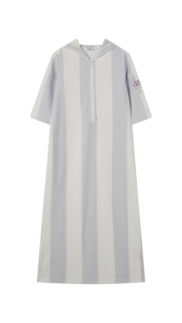 Grey Striped Long Terry Robe