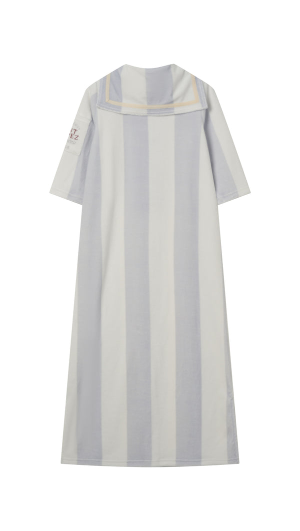 Grey Striped Long Terry Robe
