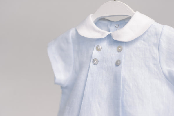 Light Blue Linen Mila Romper
