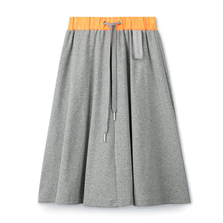 Heather Gray A-Line Skirt with Neon Orange Waistband