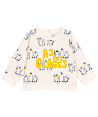 White Baby Penguin Print Crewneck