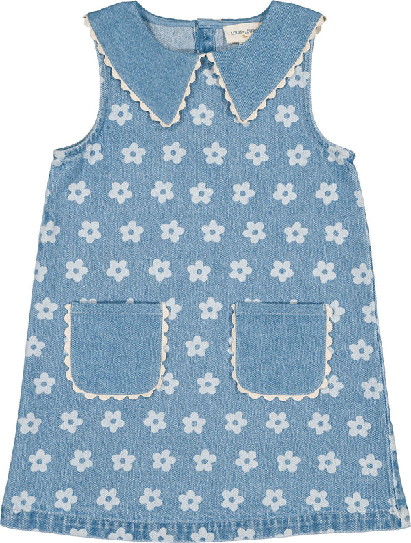 Light Blue Mitsette Denim Flower Dress