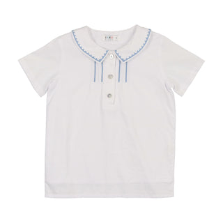 White with Blue Stich Shirt