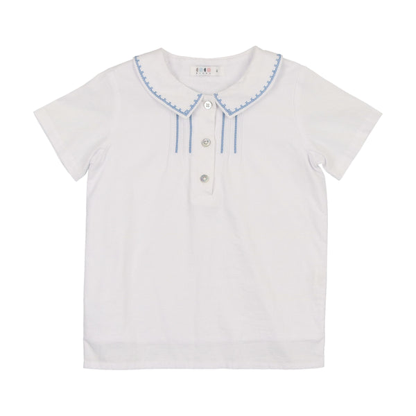 White with Blue Stich Shirt