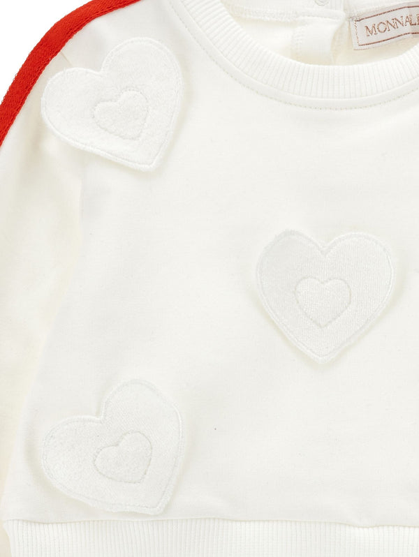 White Heart with Red Bow Trim Crewneck