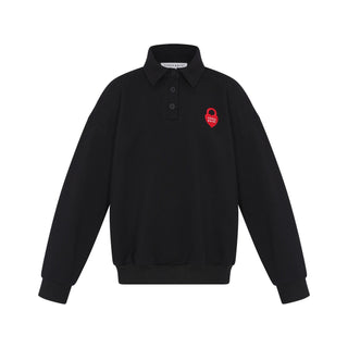 Black Polo Collared Sweatshirt